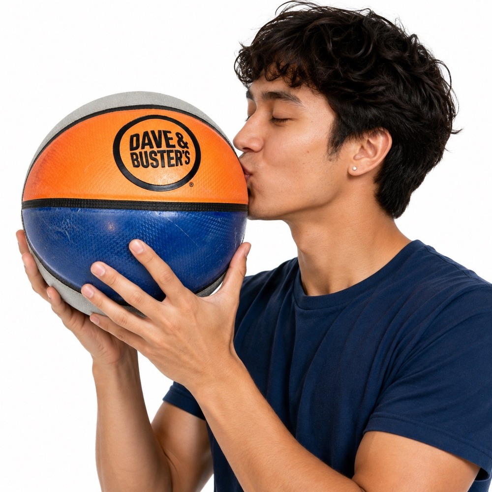 Dave & Buster's Mini Basketball Orange Blue Silver Arcade Souvenir Ball
